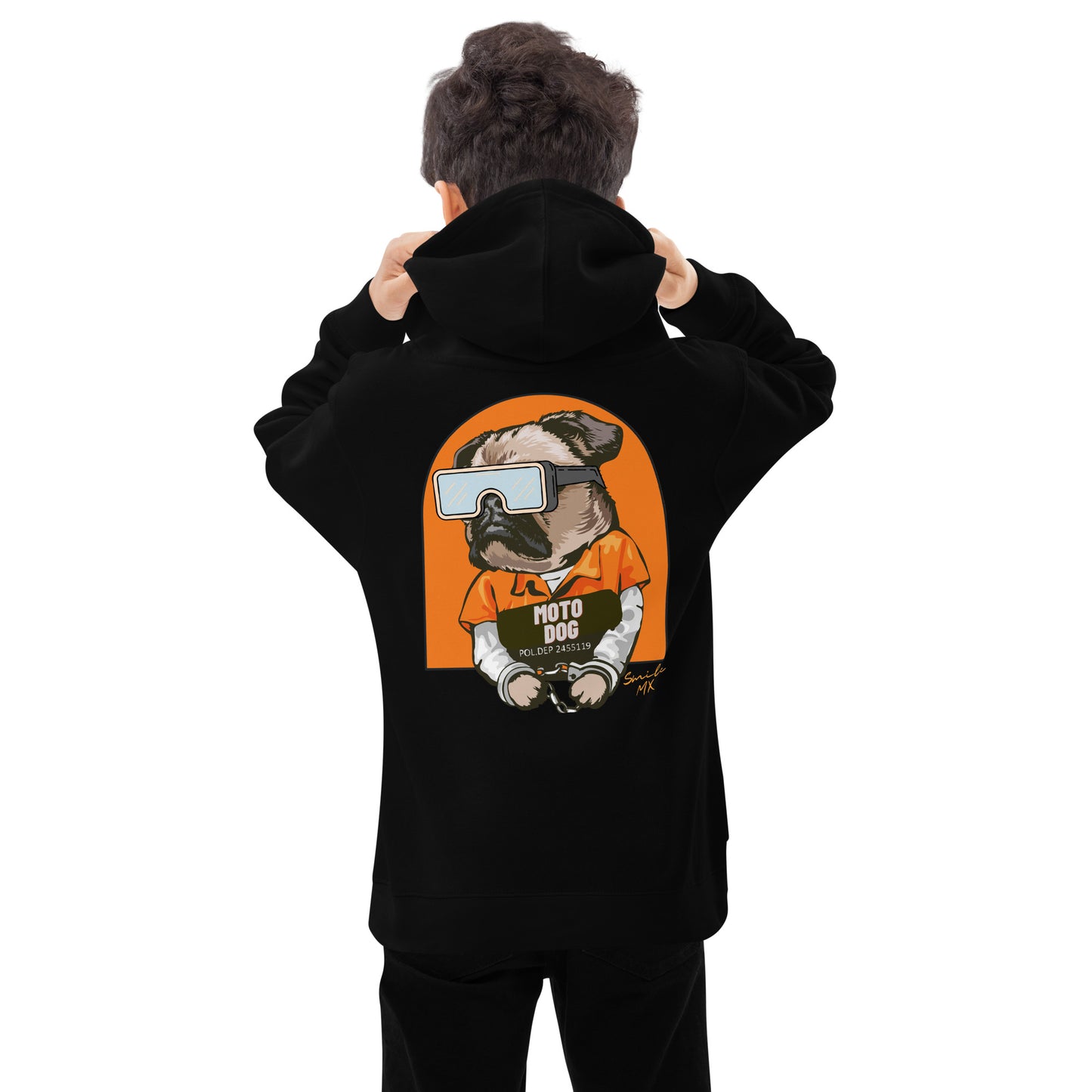 Moto Dog Pug - Kids fleece hoodie