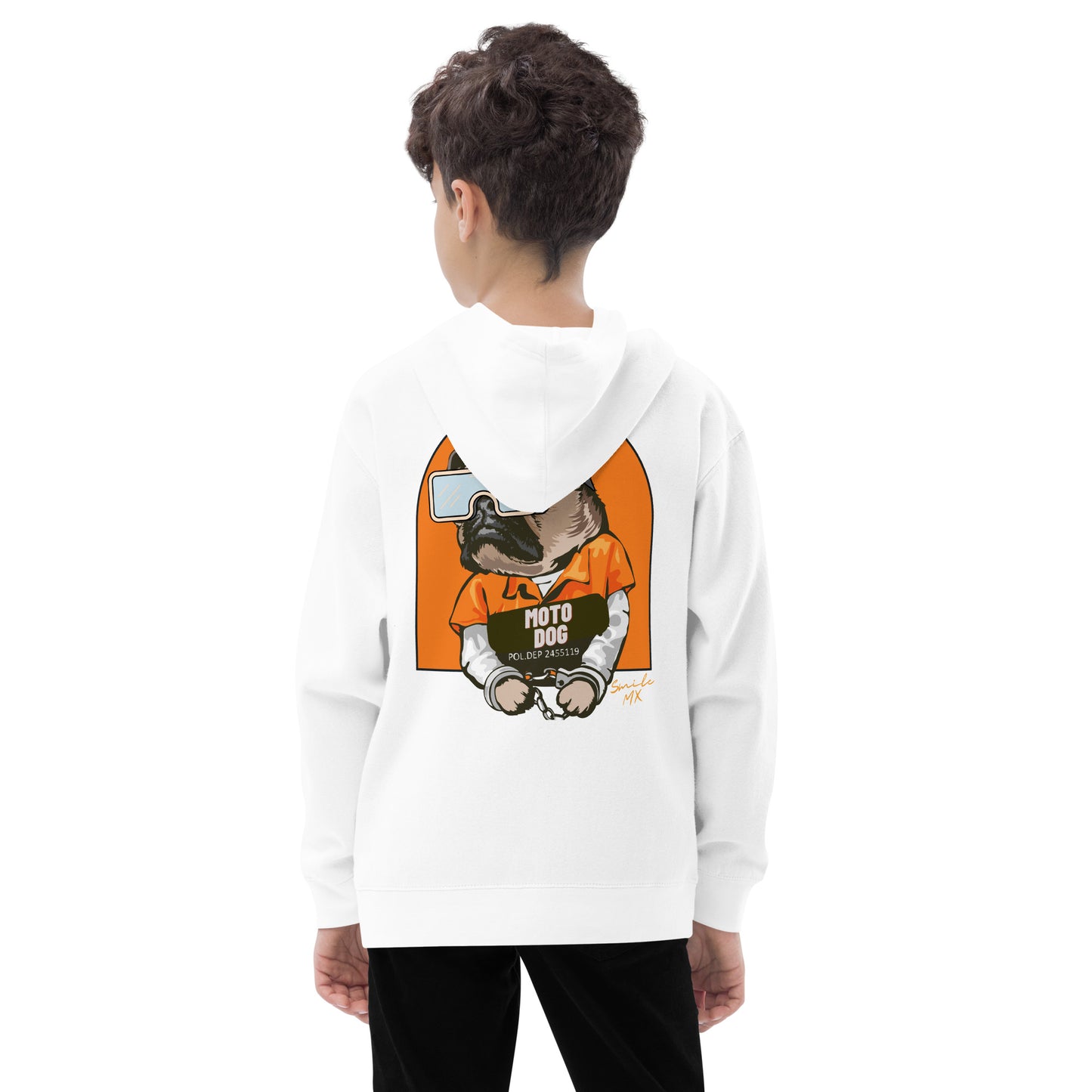Moto Dog Pug - Kids fleece hoodie