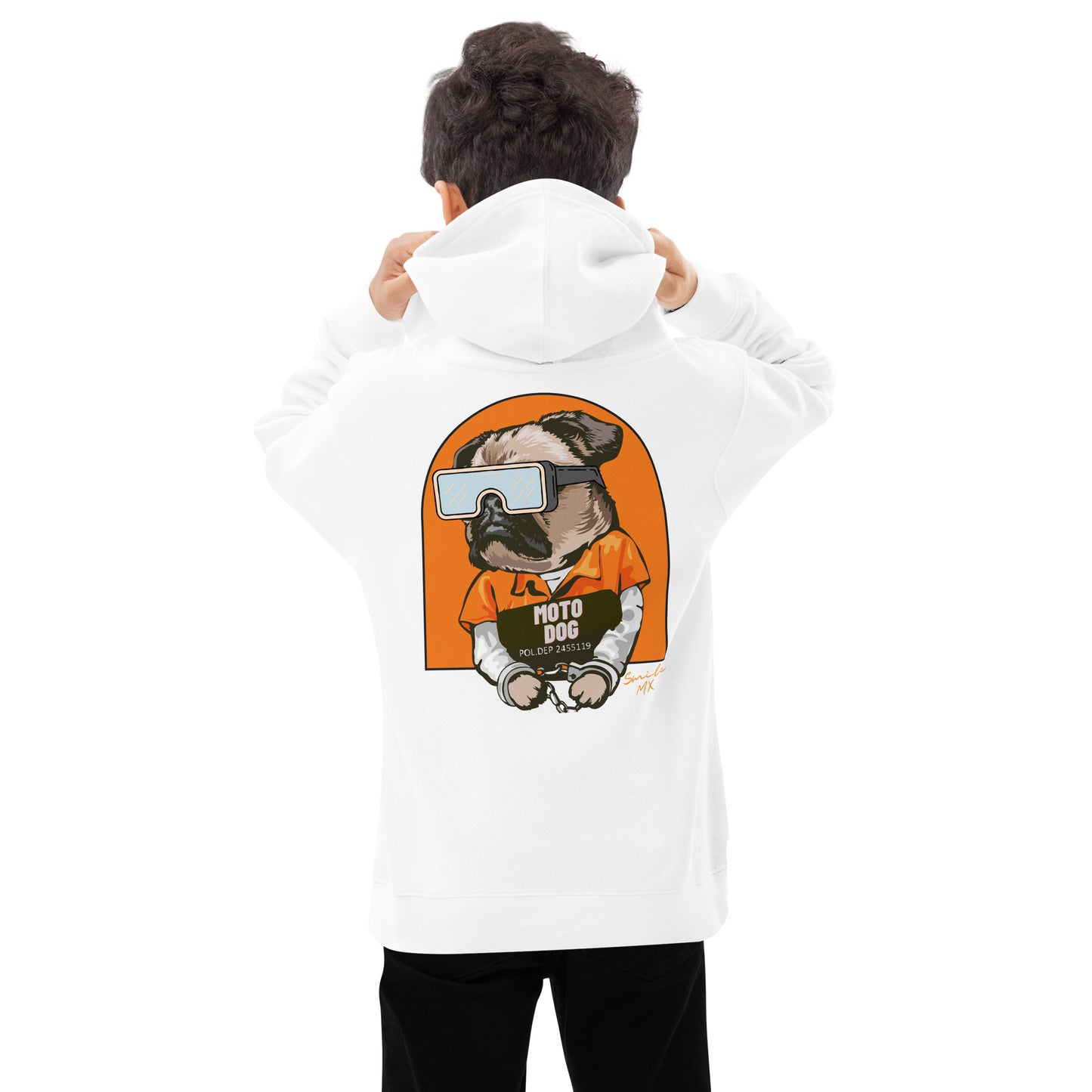 Moto Dog Pug - Kids fleece hoodie
