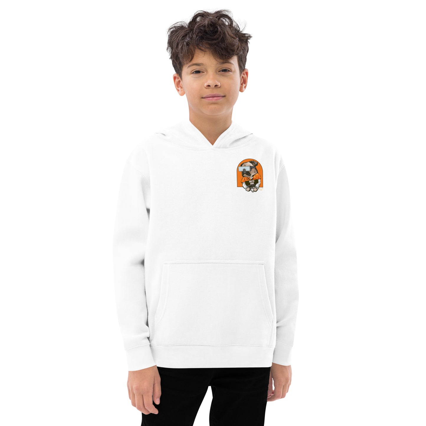 Moto Dog Pug - Kids fleece hoodie