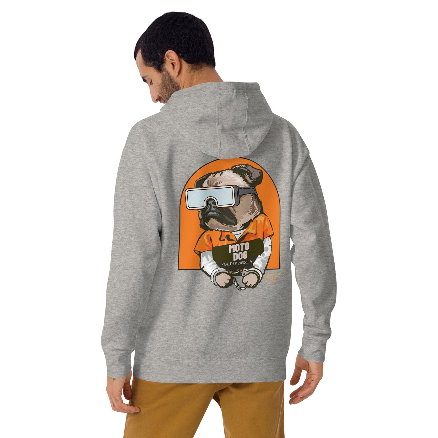 Moto Dog Pug - Men's Hoodie